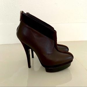 YSL Paris Brown Leather & Suede Booties